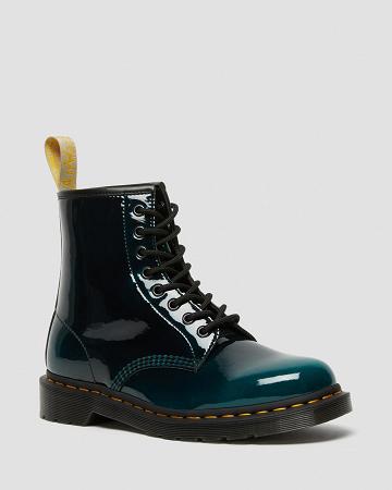 Black Women's Dr Martens Vegan 1460 Gloss Lace Up Boots | CA 222NWY